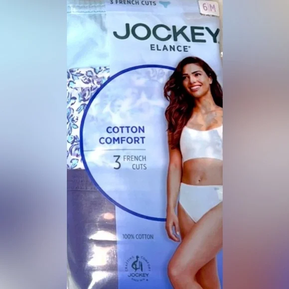 Six (6) Jockey Elance 100% Cotton Sz 6/M French Cut panties 2 packages w/ 3 = 6 - Picture 5 of 7